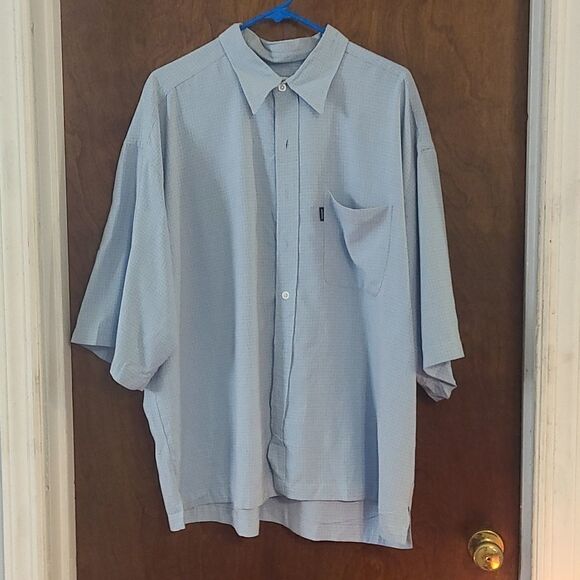 American Outfitters Men's XXL Blue Short Sleeved Button Down The Front Shirt - Picture 1 of 6